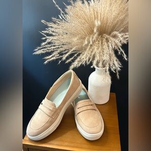 Tan Women's Dr. Scholl’s Nova Moc Suede Flat Slip-On Loafers